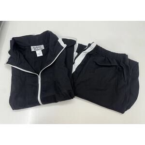 Anthony Richards Womens Two-Piece Contrast Stripe Black Pantset Petite XL